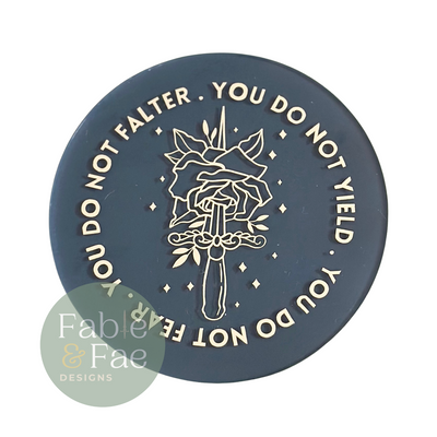 You Do Not Yield" Fantasy Book Quote Coaster - The Enchanted Archives